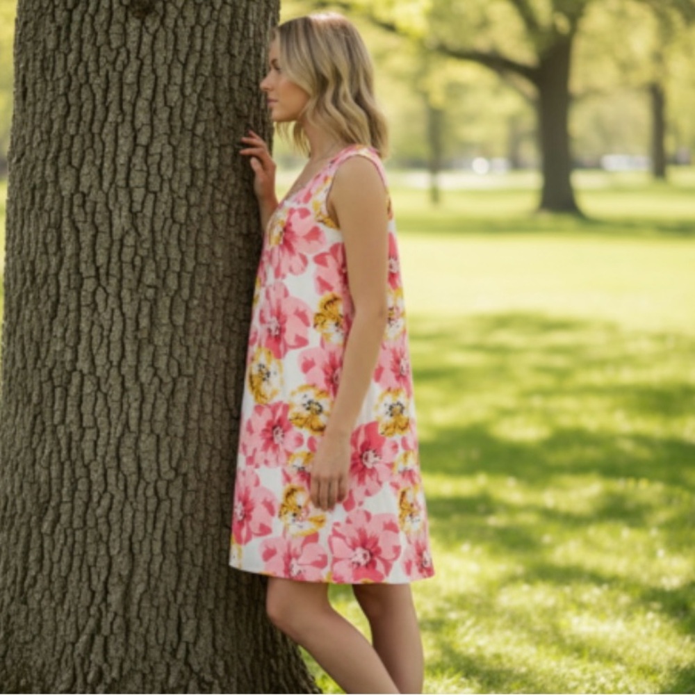 Floral Casual Sleeveless Shift Dress - Picture 2 of 9
